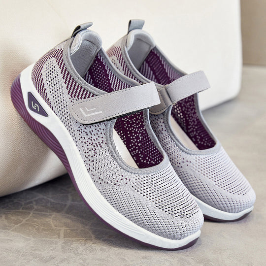 Damen Sportliche Sneakers mit Klettverschluss und atmungsaktiver Netzstruktur R&B