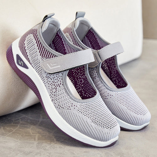 Damen Sportliche Sneakers mit Klettverschluss und atmungsaktiver Netzstruktur R&B
