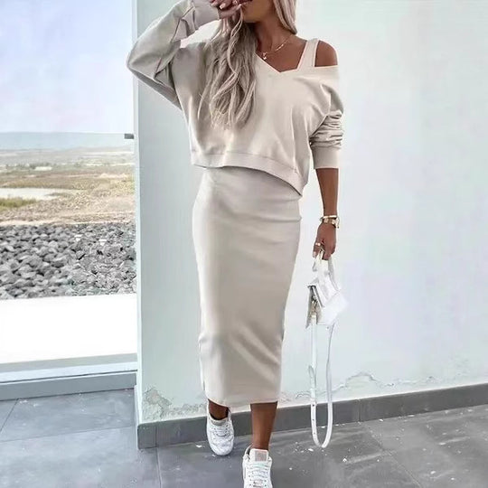 Damen Freizeit-Minikleid- und Sweater-Kombination R&B
