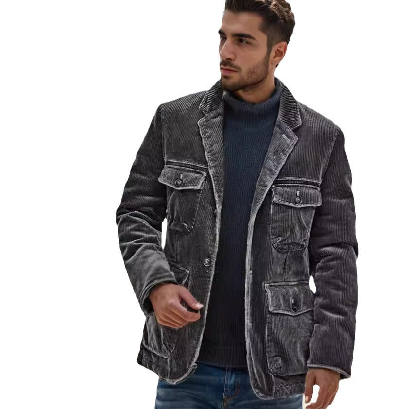 Herren modischer Cordblazer mit aufgesetzten Taschen R&B