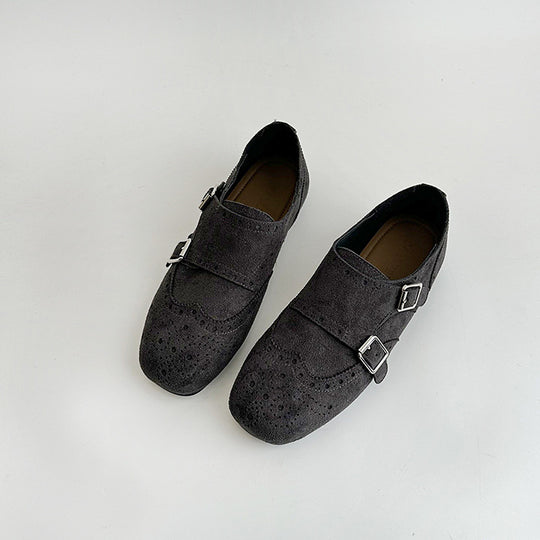 Damen elegante Schnürschuhe mit doppeltem Riemen und dekorativer Broguierung R&B