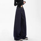 Damen weite Denim-Jeans im lässigen Stil mit hoch geschnittenem Bund und modernen Features R&B