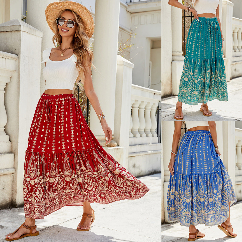 Damen Maxi-Rock mit zartem Paisley-Design und voluminösem Saum R&B