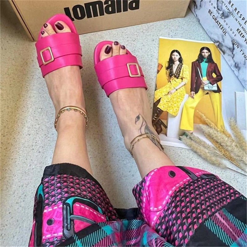 Damen modische Riemchen-Sandalen mit elegantem Schnallen-Detail R&B