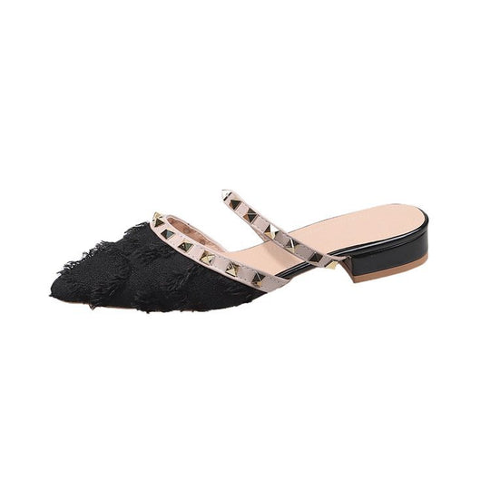 Damen elegante Mules mit modischen Riemen und geschmackvollen Stud-Akzenten R&B