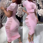 Damen figurbetontes Kleid mit Cut-Outs und modernen Rippdetails R&B