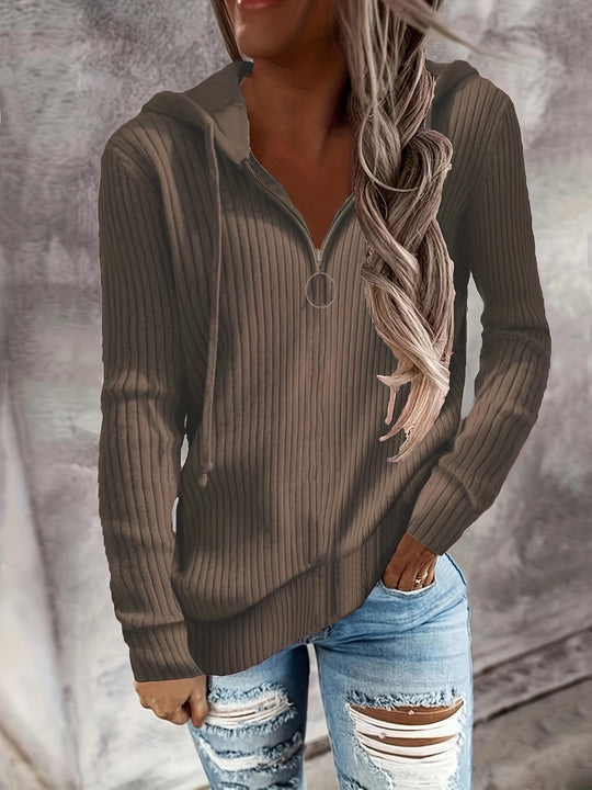 Damen Strickpullover mit hohem Kragen und Reißverschluss R&B