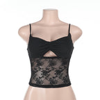 Damen Spitzen-Crop-Top mit raffiniertem Schnitt und floralem Design R&B