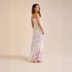 Damen Boho Maxikleid mit elastischem Oberteil und Spitzenakzenten R&B