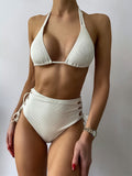 Damen Triangel-Bikini mit hohem Bund und verstellbaren BindR&Bändern R&B