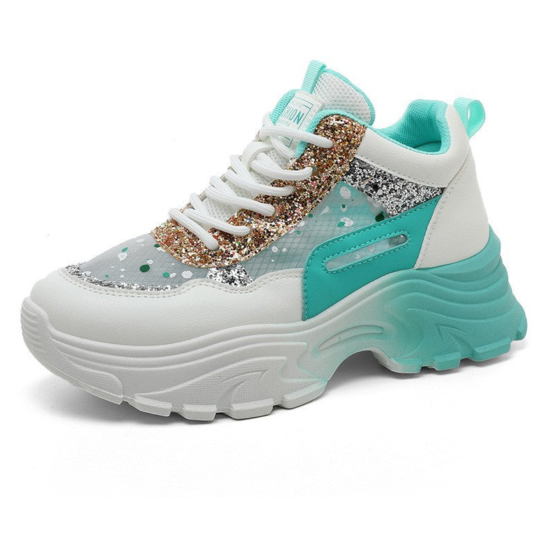 Damen Sportliche Sneakers mit schimmernden Akzenten und bequemer Dämpfung Heidi Mode