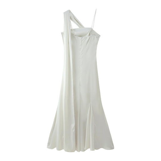 Damen Maxikleid mit asymmetrischem Schnitt und elegantem Rüschendetail R&B