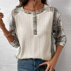 Damen Langarmshirt mit strukturiertem Design und Karomuster R&B