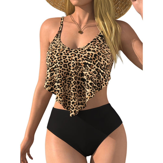 Damen modisches Crop-Top mit animalischem Print und fließendem Schnitt R&B