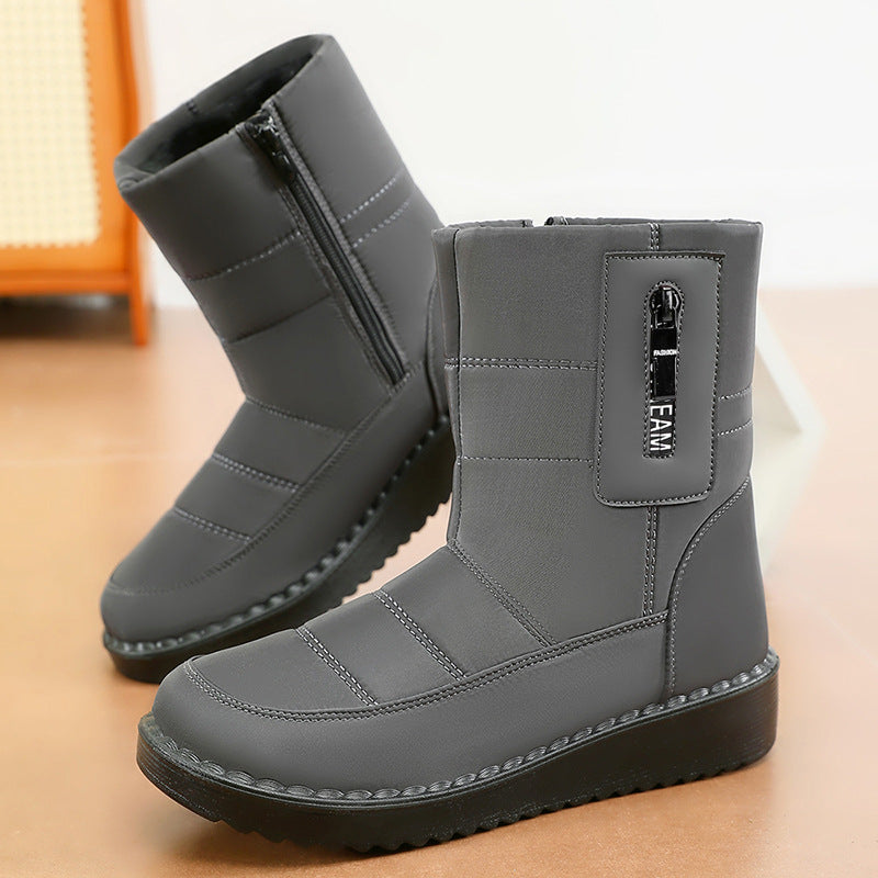Damen Gefütterte Winterstiefel mit rutschfester Sohle und modischem Reißverschluss