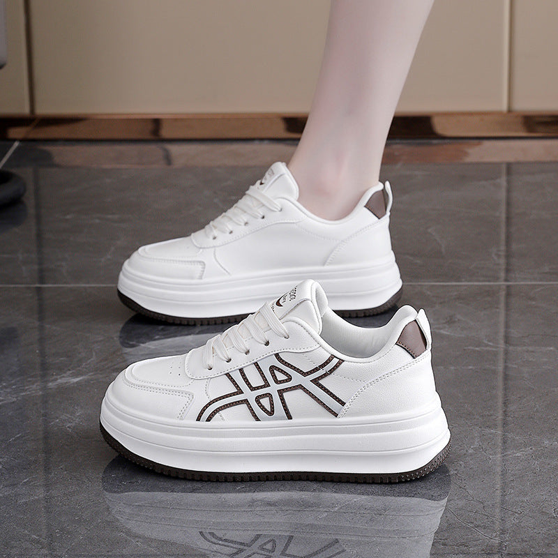 Damen Modische Sneakers mit hohem Plateau und eleganter Naht R&B