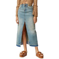 Damen Langer Denim-Rock mit Schlitz und moderner Waschung R&B