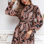 Damen Wickelkleid mit elegantem Paisleymuster und voluminösen Ärmeln R&B