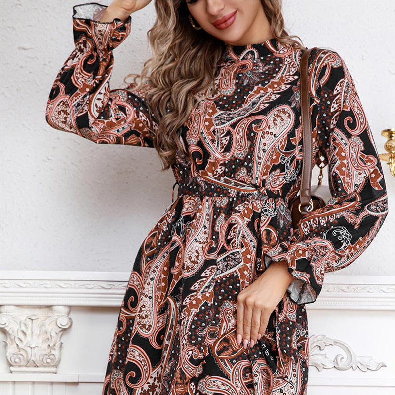Damen Wickelkleid mit elegantem Paisleymuster und voluminösen Ärmeln R&B