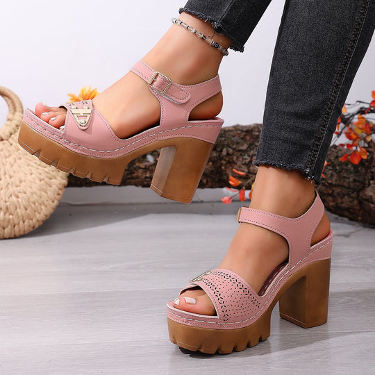 Damen Plateau-Sandalen mit modischem Riemendesign und komfortablem Fußbett R&B