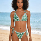 Damen Triangel-Bikini-Set mit einzigartigem floralen Muster und höhenverstellbaren BindR&Bändern R&B
