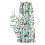 Damen Bikini-Set mit floralem Wickeloberteil und passendem Rock R&B