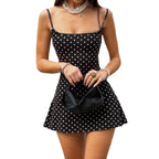 Damen sommerliches Trägerkleid mit Polka-Dots und fließendem Schnitt R&B