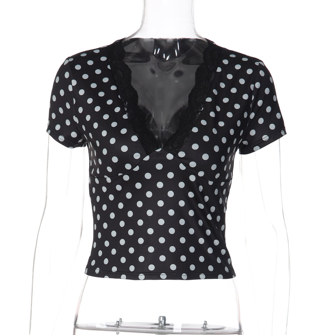 Damen Polka-Dots Spitzenoberteil R&B