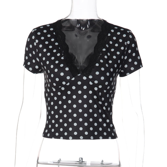 Damen Polka-Dots Spitzenoberteil R&B