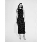 Damen Maxi-Kleid mit floralem Spitzenmuster und elegantem, schwingendem Saum R&B