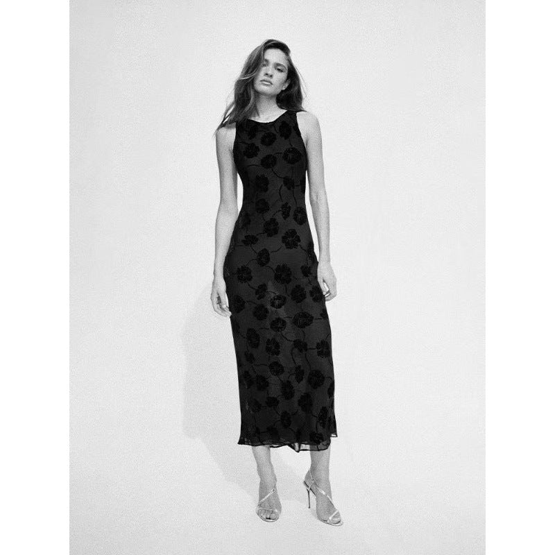 Damen Maxi-Kleid mit floralem Spitzenmuster und elegantem, schwingendem Saum R&B