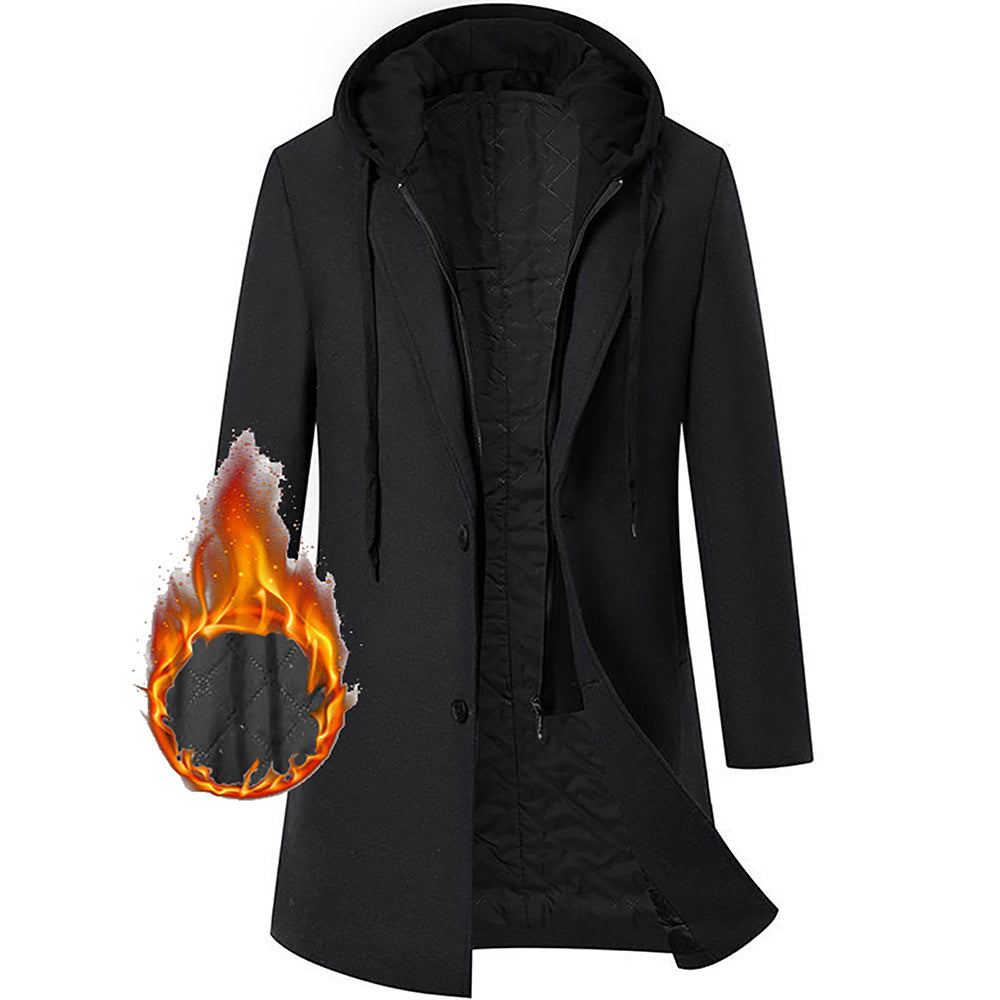 Damen eleganter Mantel mit abnehmbarer Kapuze und sportlichen Akzenten R&B