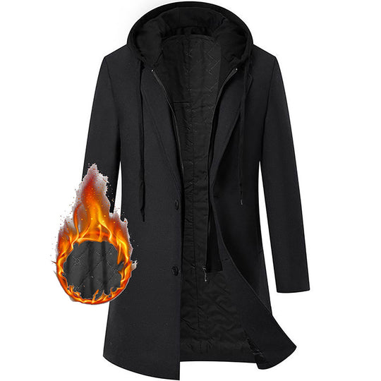 Damen eleganter Mantel mit abnehmbarer Kapuze und sportlichen Akzenten R&B