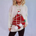Damen festlicher Hoodie mit weihnachtlichem Motiv und 3D-Applikationen R&B