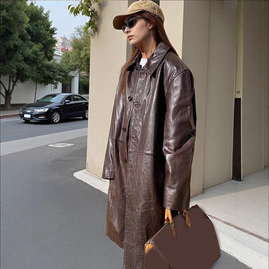 Damen elegante Kunstlederjacke R&B