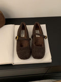 Damen elegante Filz-Ballerinas mit dekorativem Riemchen R&B