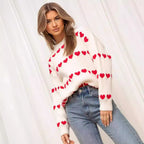 Damen gemütlicher Pullover mit Herzmuster R&B
