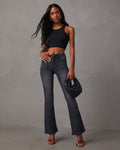 Damen Flared Jeans mit hochgeschnittenem Bund und moderner Waschung R&B