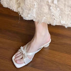 Damen elegante Mules mit dekorativem Schleifenakzent R&B