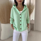 Damen nan Kapuzen-Cardigan mit Knopfleiste und lässiger Oversize-Passform R&B