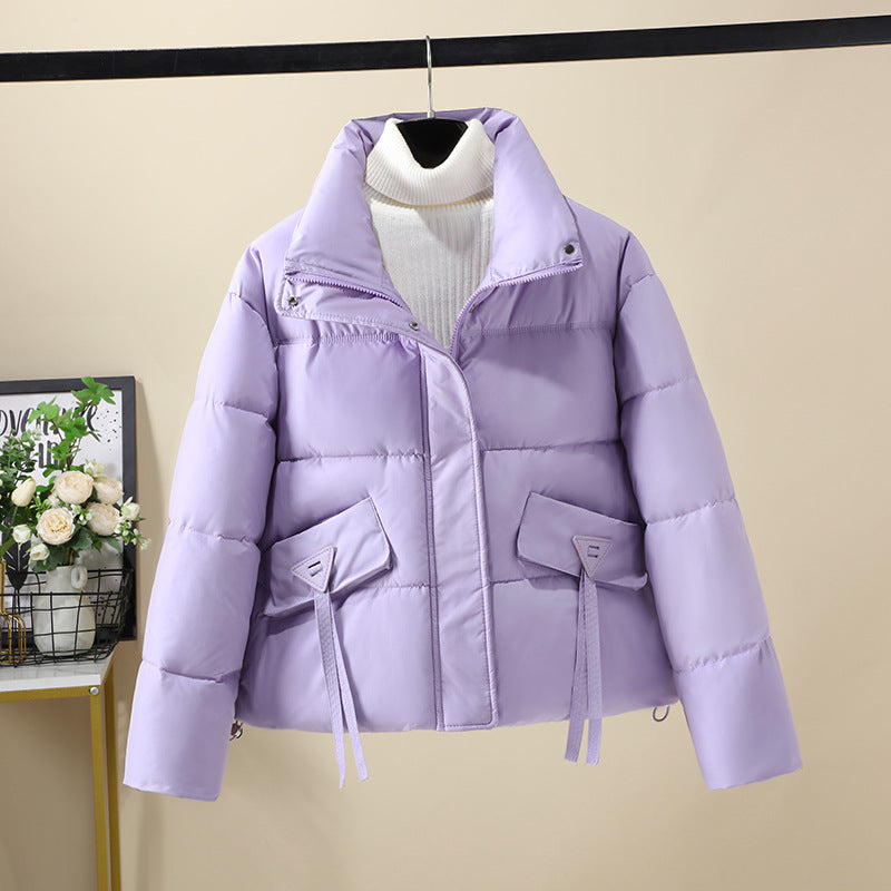 Damen Kurzgeknöpfte Steppjacke mit hohem Kragen und seitlichen Taschen R&B