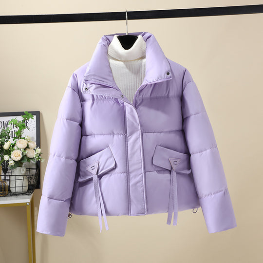 Damen Kurzgeknöpfte Steppjacke mit hohem Kragen und seitlichen Taschen R&B