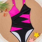 Damen Einteiliger Badeanzug mit modernem Wickeldesign und eleganten Akzenten R&B