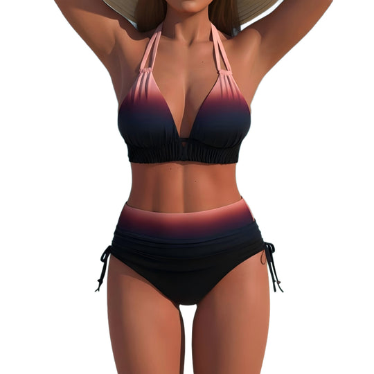 Damen Hochgeschnittener Triangel-Bikini mit verstellbaren Trägern R&B