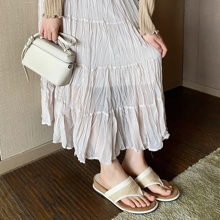Damen modische Sommerschlappen mit geflochtenem Riemen und ergonomischer Sohle R&B