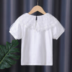 Mädchen T-Shirt mit elegantem Spitzenbesatz R&B