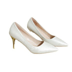 Damen elegante Pumps mit glänzendem Goldabsatz R&B