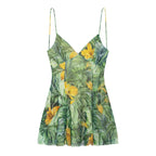 Damen Minikleid mit Floralem Muster und Feinen Spaghettiträgern R&B