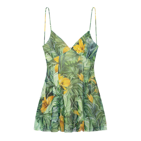 Damen Minikleid mit Floralem Muster und Feinen Spaghettiträgern R&B