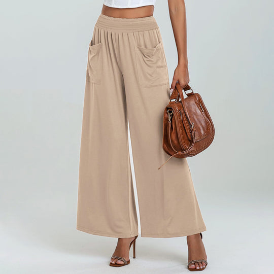 Damen Weit geschnittene Palazzo-Hose mit elastischem Bund und praktischen Taschen R&B